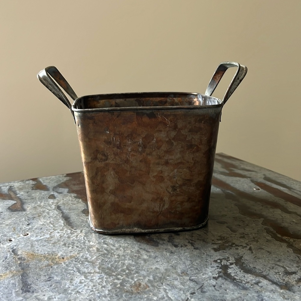 Antique Metal Basket Planter - Picture 3 of 6